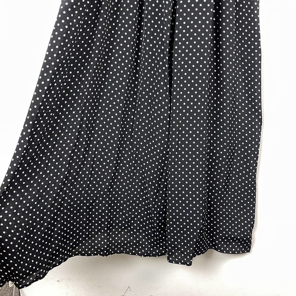 Flynn Skye (1) Polka Dot Wide Leg Rayon V-Neck Jumpsuit Black - Picture 5 of 11